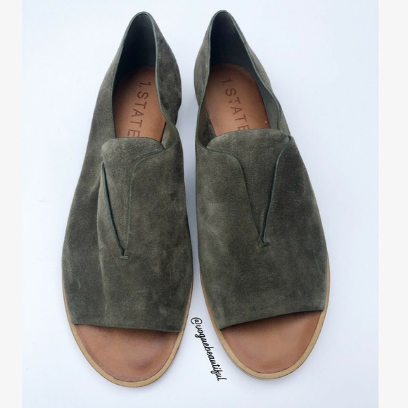 1. State Shoes - 1.State Cassidee Green Suede Open Toe Flats